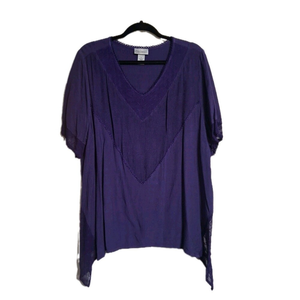 Women's Catherines Short Sleeve Asymmetrical Top Blouse Size 1X